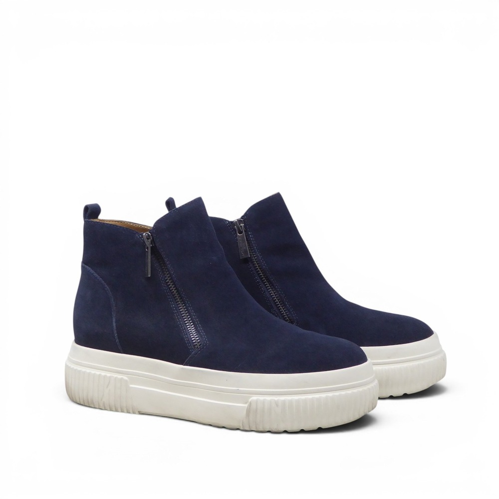 J/Slides NYC Women Wyona WP Waterproof Wedge Sneaker Navy Suede Size 9